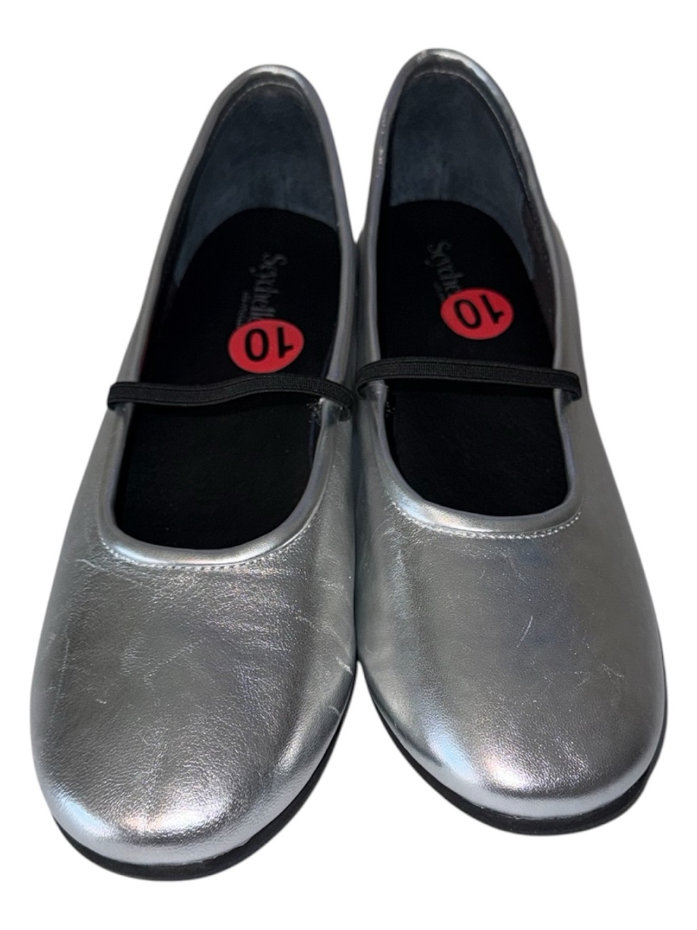 Anthropologie Silver Metallic Mary Jane Block Heel Pumps - Picture 6 of 8